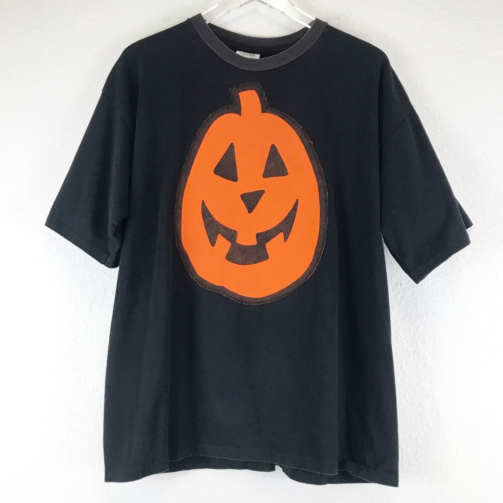 Vintage Pumpkin Jack-O'-Lantern Halloween Single Stich Fall Graphic Shirt XL